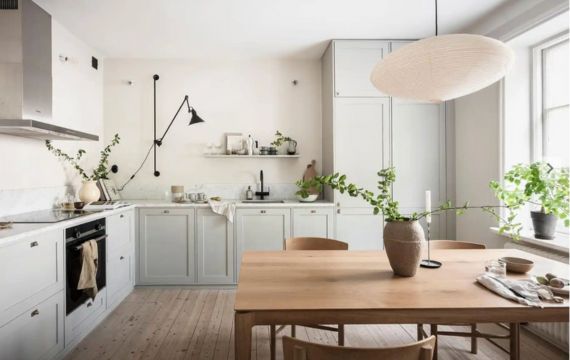 white walls grey cabinets