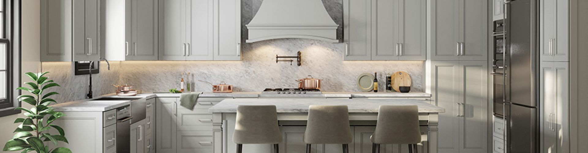 gray kitchen cabinets