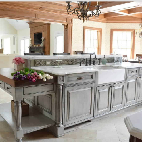 gray kitchen cabinets white countertops