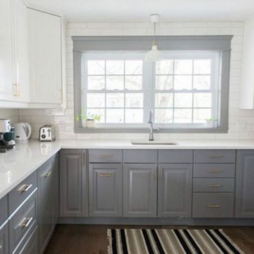 white and grey kitchen cupboards