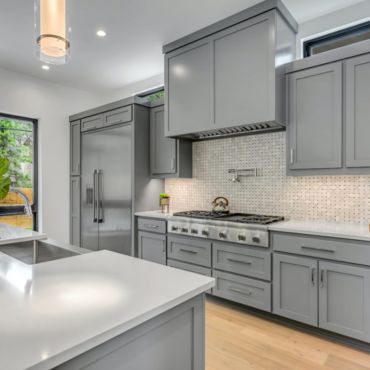 Grey kitchen cabinet