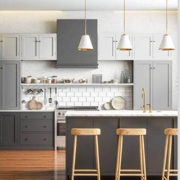 grey modern two tone kitchen cabinets