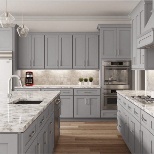 quartz countertops with grey cabinets