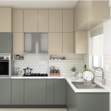 modern gray and beige kitchen